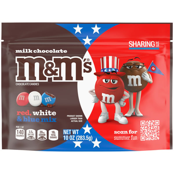 Candy & Chocolate M&M's Milk Chocolate Red White & Blue Summer Candy Share Size Resealable hero