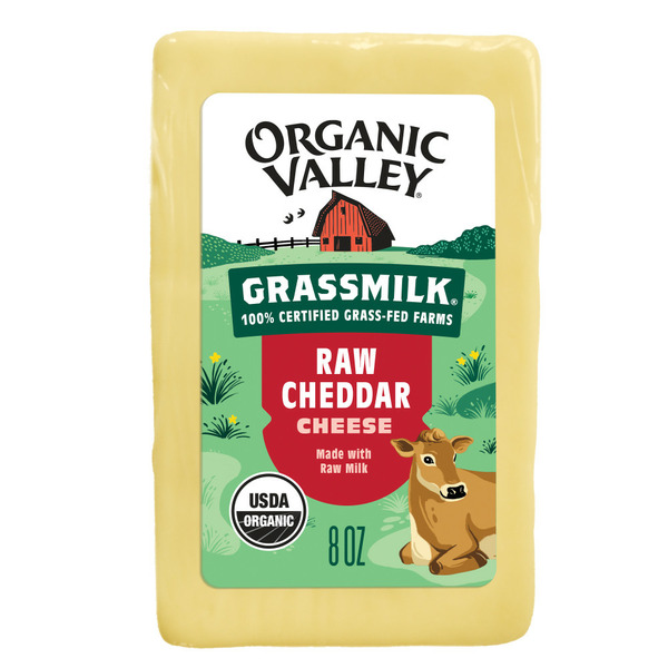 Packaged Cheese Organic Valley Grassmilk Raw Organic Cheddar Cheese Block hero