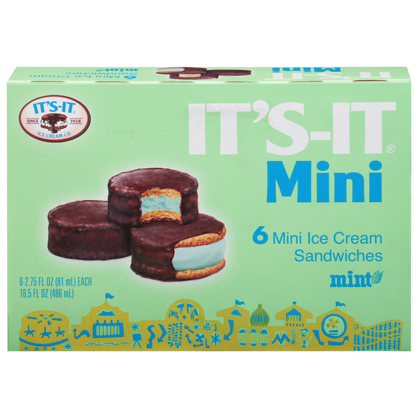 Ice Cream & Ice It's-It Ice Cream Sandwiches, Mint, Mini hero