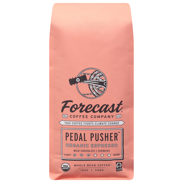 Coffee Forecast Coffee Company Coffee, Organic, Whole Bean, Pedal Pusher, Milk Chocolate Cherries hero