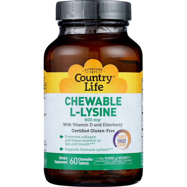 Dietary Supplements Country Life Chewable L-Lysine 600Mg hero