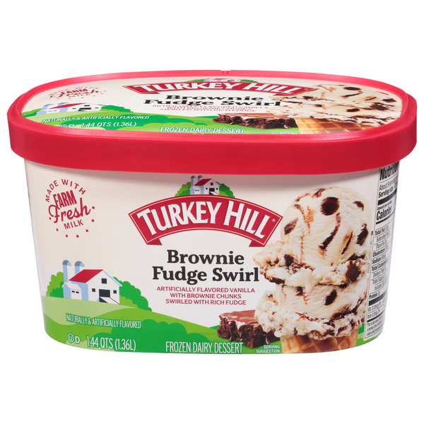 Ice Cream & Ice Turkey Hill Frozen Dairy Dessert, Brownie Fudge Swirl hero