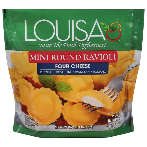 Frozen Meals Louisa Ravioli, Round, Four Cheese, Mini hero