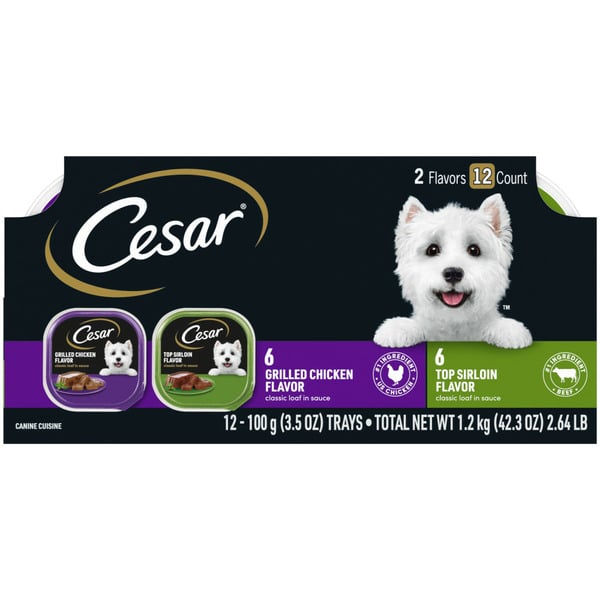 Dog Food Cesar Canine Cuisine Variety Pack Top Sirloin & Grilled Chicken Flavor Dog Food hero