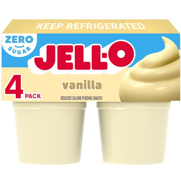 Refrigerated Pudding & Desserts Jell-O Vanilla Sugar Free Refrigerated Pudding Cup Snacks hero