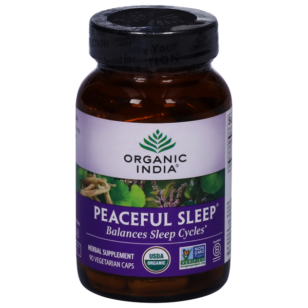 Stress & Sleep Aids ORGANIC INDIA Peaceful Sleep, Vegetarian Caps hero