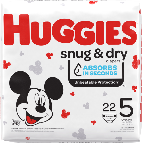 Diapers & Wipes Huggies Snug & Dry Baby Diapers, Size 5 (27+ lbs) hero