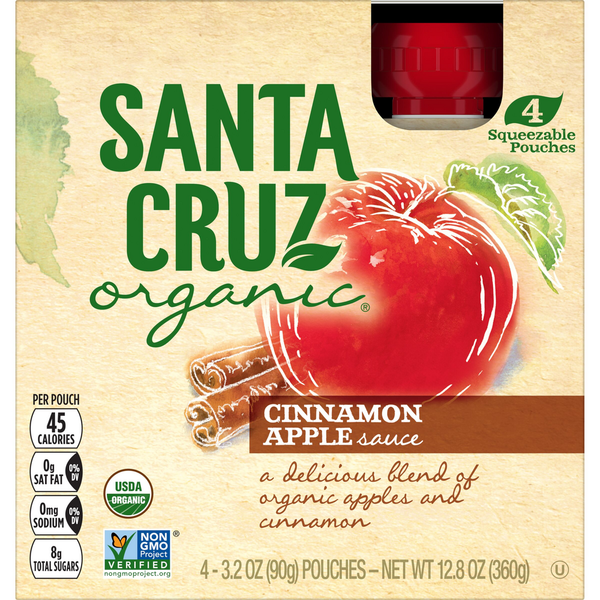 Canned Fruit & Applesauce Santa Cruz Organic Cinnamon Apple Sauce Pouches hero