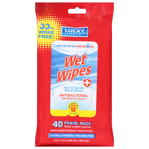 Diapers & Wipes Lucky Super Soft Wet Wipes, Antibacterial, Travel Pack hero