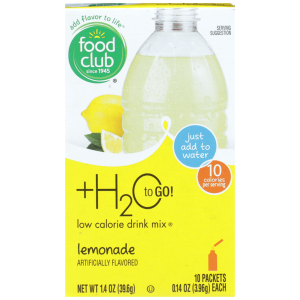 Soft Drinks Food Club +H2O To Go!, Lemonade Low Calorie Drink Mix hero