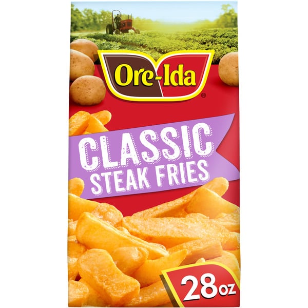 Frozen Appetizers & Sides Ore-Ida Golden Thick Cut Steak French Fries Fried Food Snacks Frozen Potatoes hero