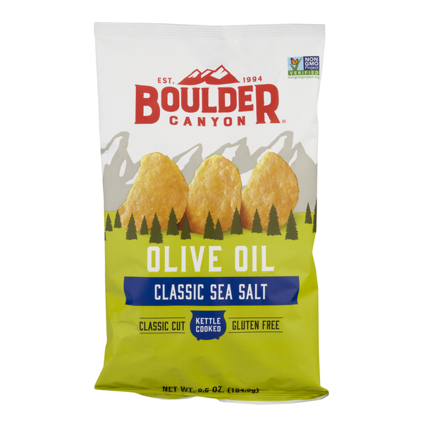 Chips & Pretzels Boulder Canyon Kettle Cooked Potato Chips Olive Oil Classic Sea Salt hero