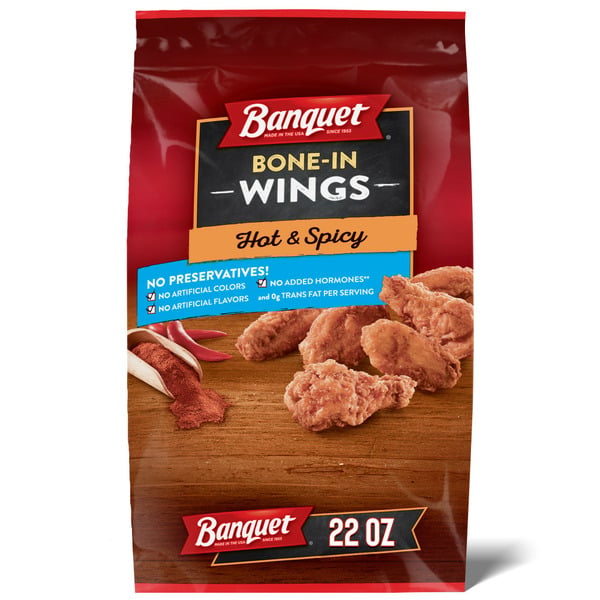 Frozen Meat & Seafood Banquet Hot and Spicy Chicken Wings, Frozen Meat hero