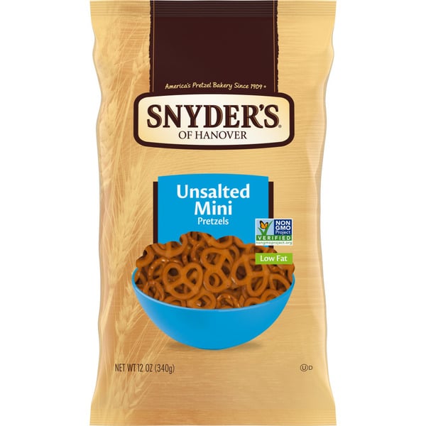 Chips & Pretzels Snyder's of Hanover Unsalted Mini Pretzels hero