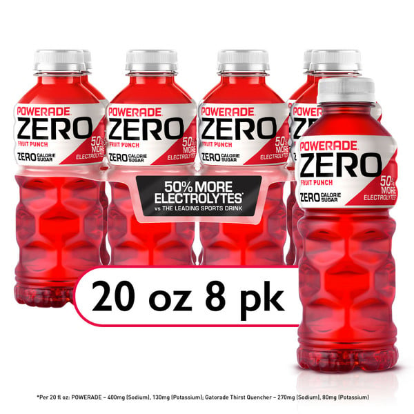 Energy & Sports Drinks POWERADE Sports Drink, Zero Sugar, Fruit Punch hero