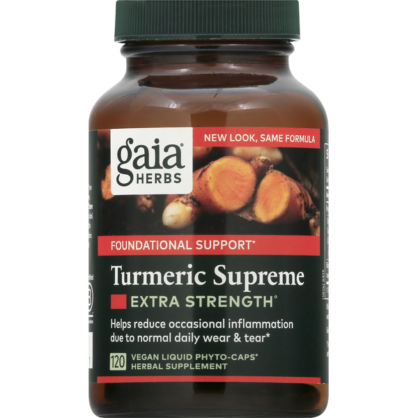 Supplement Combinations Gaia Herbs Turmeric Supreme, Extra Strength, Vegan Liquid Phyto-Caps hero