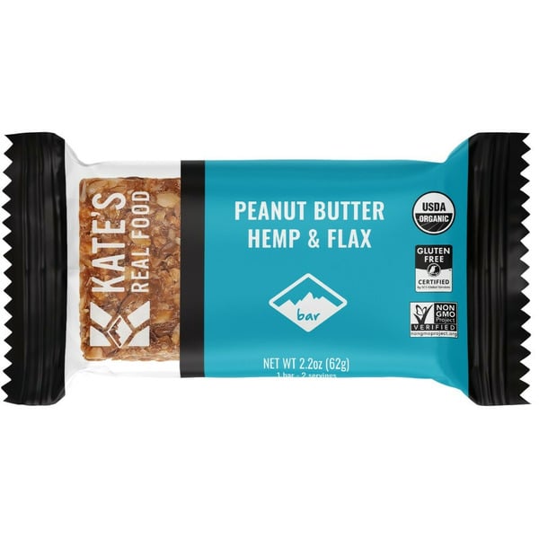 Candy & Chocolate Kate's Real Food Organic Snack Bar, Peanut Butter Hemp & Flax hero