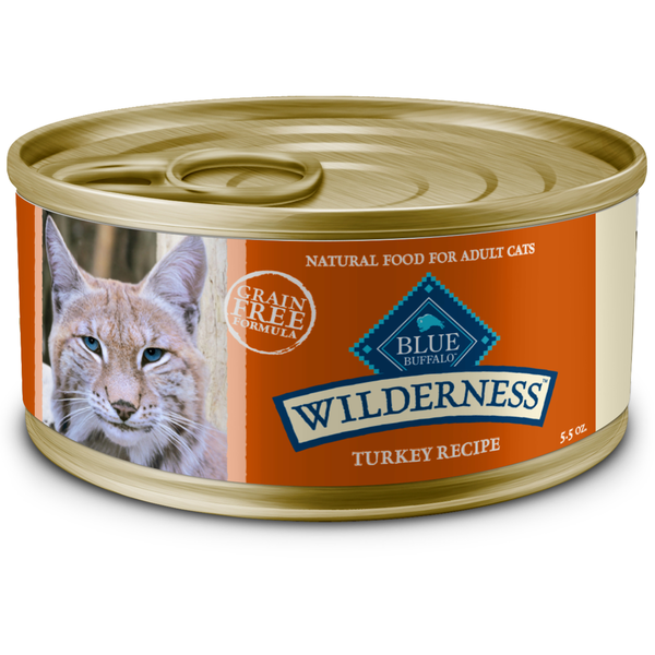 Cat Food & Care Blue Buffalo Wilderness High Protein Grain Free, Natural Adult Pate Wet Cat Food, Turkey hero