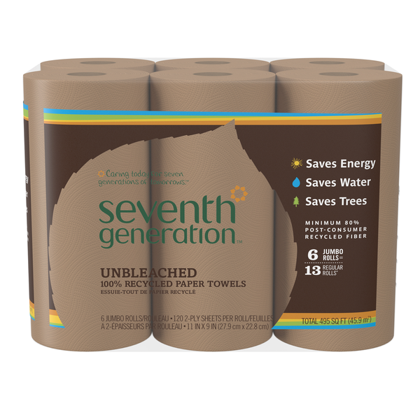 Paper Goods Seventh Generation Paper Towel Rolls Unbleached Chlorine Free hero