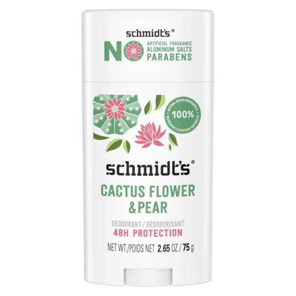 Schmidt Old Tyme Aluminum-Free Vegan Deodorant Cactus Flower & Pear with 24-Hour Odor Protection, hero