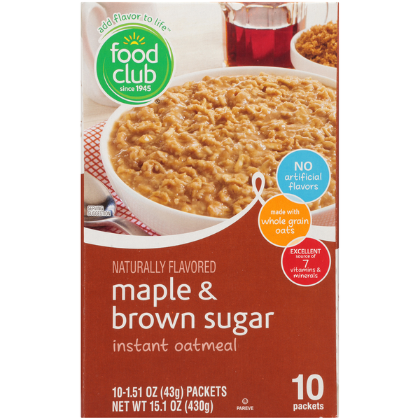 Hot Cereal & Pancake Mixes Food Club Maple & Brown Sugar Instant Oatmeal hero