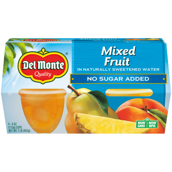 Fruit & Vegetable Snacks Del Monte No Sugar Added Mixed Fruit Plastic Fruit Cup Snacks hero