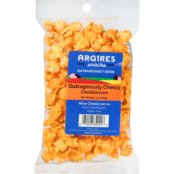 Popcorn & Jerky Argires Snacks Cheddarcorn, Outrageously Cheezy hero