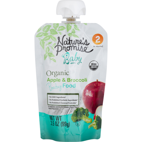 Baby Food & Formula Nature's Promise Baby Food, Organic, Apple & Broccoli, 6+ Months hero