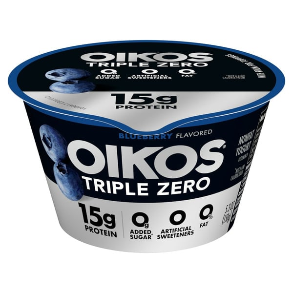 Yogurt Oikos Blueberry 15g Protein, 0g Added Sugar, Nonfat Greek Yogurt Cup hero