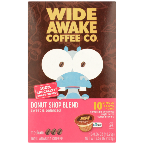 Coffee Wide Awake Medium Roast Donut Shop Blend 100% Arabica Coffee Single Serve Pods hero