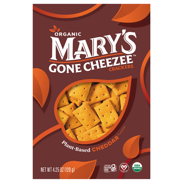 Mary's Gone Cheezee Crackers, Organic, Plant-Based, Cheddar Flavor hero