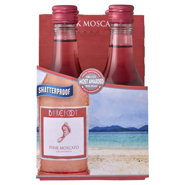 White Wines Barefoot Pink Moscato Wine 4 Single Serve Bottles hero