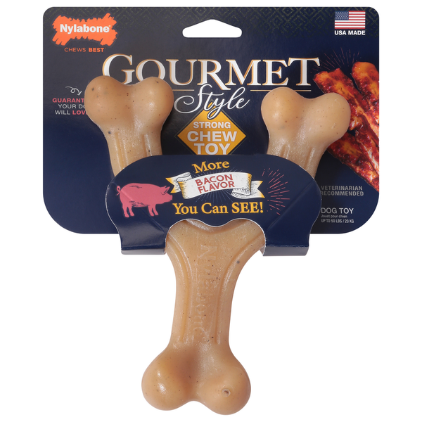 Dog Treats & Chews Nylabone Dog Toy, Gourmet Style, Bacon Flavor hero