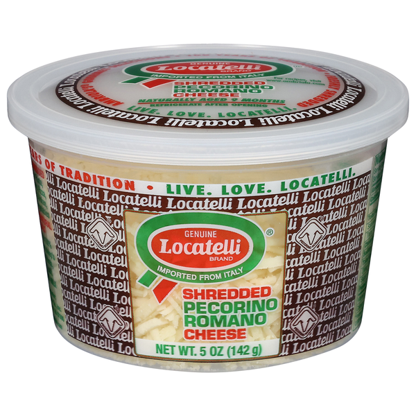 Specialty Cheeses Locatelli Cheese, Shredded, Pecorino Romano hero