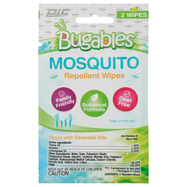 Cold, Flu & Allergy PIC Bugables Repellent Wipes, Mosquito hero