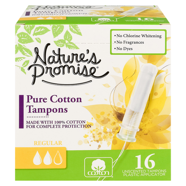 Feminine Care Nature's Promise Pure Cotton Tampons Regular Unscented hero