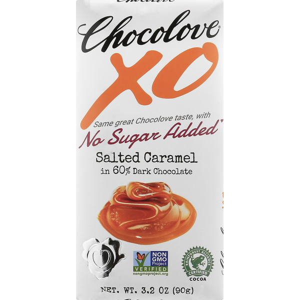 Candy & Chocolate Chocolove Dark Chocolate, No Sugar Added, Salted Caramel, 60% hero