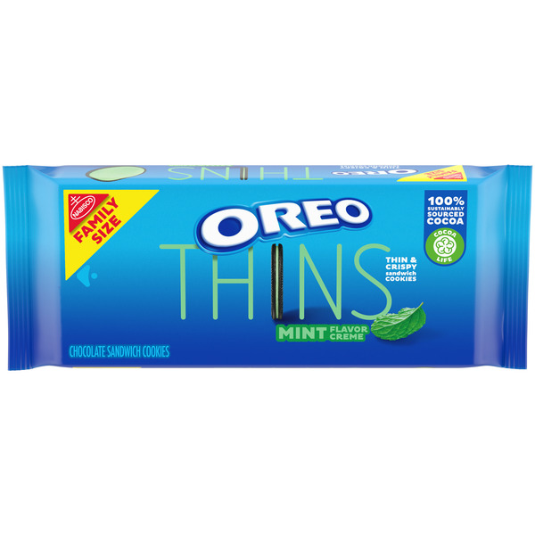 Cookies & Cakes Oreo Mint Creme Chocolate Sandwich Cookies, Family Size hero