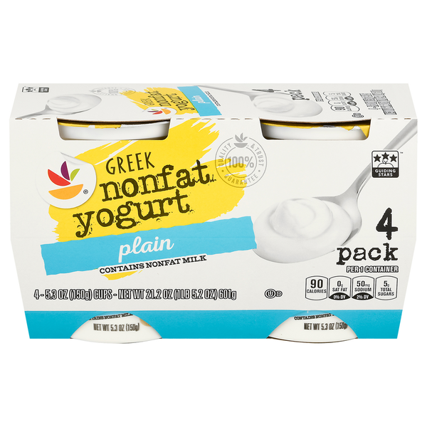 Store Brand Yogurt, Nonfat, Greek, Plain, 4 Pack hero