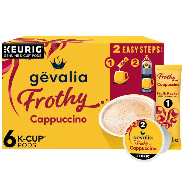 Coffee Gevalia Frothy 2-Step Cappuccino Espresso Keurig K-Cup® Coffee Pods & Froth Packets Kit hero