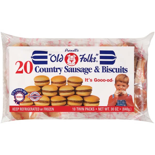 Frozen Breakfast Purnell's Old Folks Country Sausage & Biscuits hero