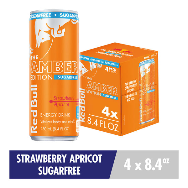 Red Bull Sugar Free Amber Edition Strawberry Apricot Energy Drink hero