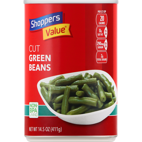 Canned & Jarred Vegetables Shoppers Value Green Beans, Cut hero