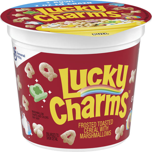 Cereal & Granola Lucky Charms Gluten Free Cereal with Marshmallows, Single Serve Cereal Cup hero