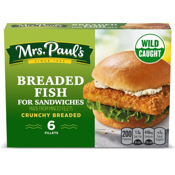 Frozen Meat & Seafood Mrs. Paul's Frozen Breaded Fish Sandwich Fillets hero