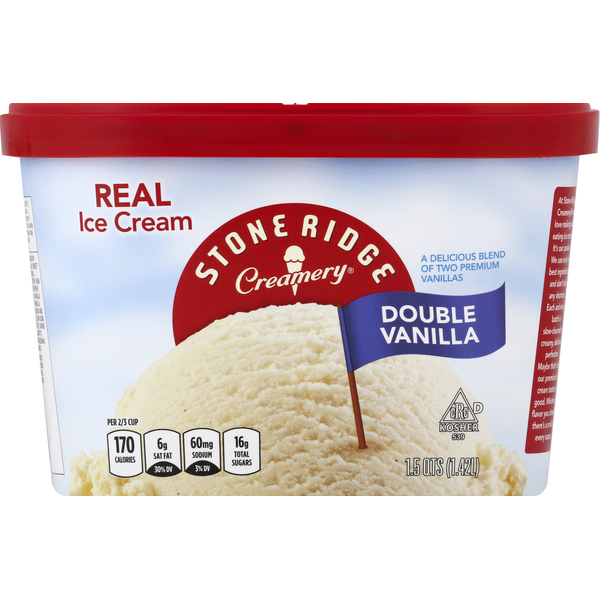 Ice Cream & Ice Stoneridge Creamery Ice Cream, Real, Double Vanilla hero