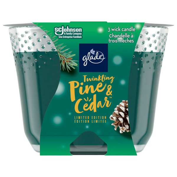 Air Fresheners & Candles Glade 3-Wick Scented Candle Air Freshener, Twinkling Pine & Cedar hero