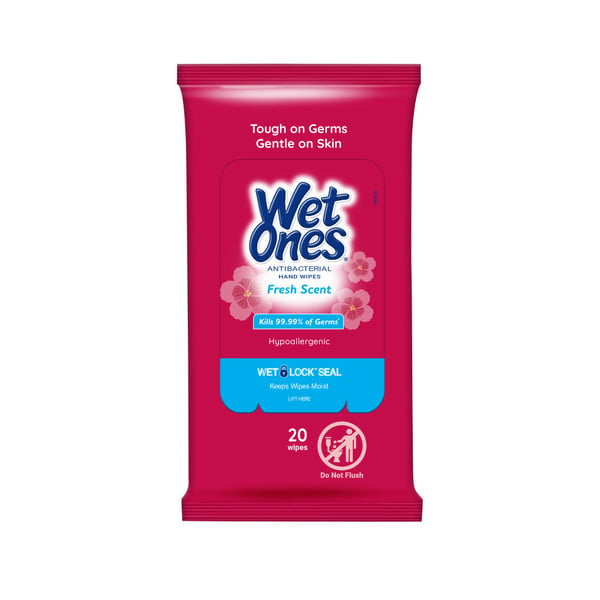 Paper Goods Wet Ones Hand Wipes Fresh Scent Travel Pack - 20 Count hero