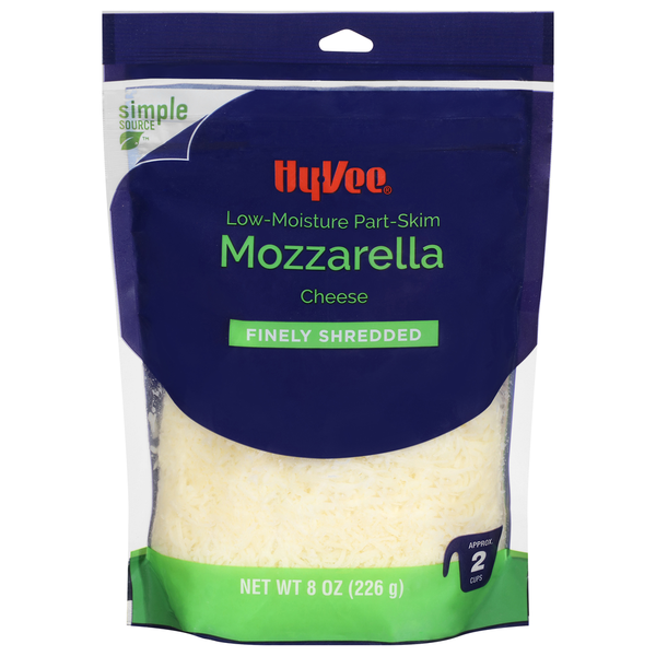 Specialty Cheeses Hy-Vee Cheese, Part-Skim, Mozzarella, Low-Moisture, Finely Shredded hero