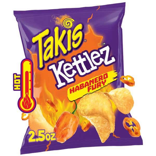 Chips & Pretzels Takis Kettlez Habanero Fury Kettle-Cooked Potato Chips Bag hero